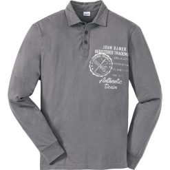 Shirt polo z długim rękawem Regular Fit bonprix szary. Szare bluzki z długim rękawem marki bonprix, z nadrukiem, polo, z długim rękawem. Za 69.99 zł.