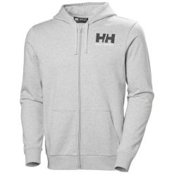 Bluza z kapturem z pełnym zamkiem błyskawicznym Helly Hansen Logo. Szare bluzy Helly Hansen, m, bez wzorów, z kapturem. Za 422.00 zł.