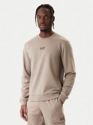 EA7 Emporio Armani Bluza 8NPM30 PJVRZ U6167 Beżowy Regular Fit. Brązowe bluzy EA7 Emporio Armani, m, bez wzorów, z bawełny, bez kaptura. Za 409.99 zł.