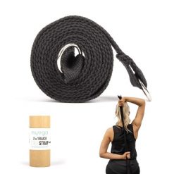 Pasek do jogi myga 2 w 1 - czarny. Czarne paski MYGA, bez wzorów, sportowe. Za 29.99 zł.