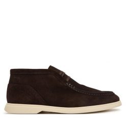 Półbuty BOSS. Brązowe eleganckie półbuty Boss, bez wzorów, bez obcasa, bez zapięcia. Za 979.99 zł.