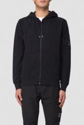 C.P. COMPANY Czarna męska bluza Hooded Open. Czarne bluzy C.P. Company, l, bez wzorów, bez kaptura. W wyprzedaży za 789.99 zł.
