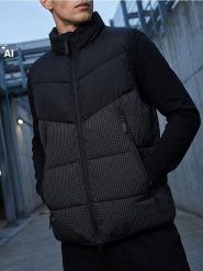 Sportowa woodoodporna kamizelka puffer - czarny. Czarne kamizelki sportowe Sinsay, l, bez wzorów, bez kaptura. Za 79.99 zł.