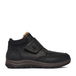 Botki Rieker. Czarne botki sznurowane Rieker, bez wzorów, bez obcasa, bez zapięcia. Za 459.99 zł.