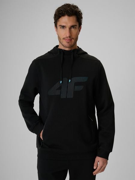 4F Bluza dresowa regular z kapturem męska - czarna S. Czarne bluzy 4F, m, bez wzorów, z dresówki, z kapturem. Za 199.99 zł.