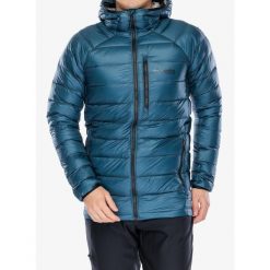 Kurtka puchowa Columbia Arctic Crest Down Hooded Jacket. Niebieskie buty trekkingowe Scarpa, bez wzorów, z puchu, bez kaptura. Za 938.69 zł.