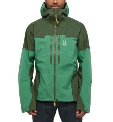 Męska Kurtka Alpinistyczna GORE-TEX Pro Wodoodporna Spitz. Zielone kurtki Haglöfs, l, bez wzorów, z gore-texu, bez kaptura. Za 1,299.00 zł.