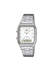 Casio Zegarek AQ-230A-7DMQYES Srebrny. Szare, analogowe zegarki Casio, srebrne. Za 229.99 zł.