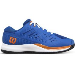 Buty tenisowe dla dzieci Wilson Rush Pro ACE. Niebieskie trapery Wilson, z gumy, bez zapięcia. Za 349.00 zł.