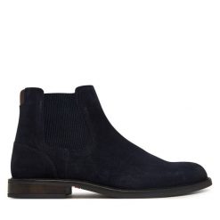 Sztyblety Tommy Hilfiger. Niebieskie botki sznurowane Tommy Hilfiger, bez wzorów, bez obcasa, bez zapięcia. Za 649.99 zł.