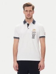 Aeronautica Militare Polo 251PO1853P191 Biały Regular Fit. Białe koszulki polo Aeronautica Militare, l, bez wzorów, z bawełny, bez kołnierzyka, bez ramiączek. Za 269.99 zł.