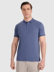 4F Koszulka polo regular męska - granatowa 3XL. Niebieskie koszulki polo 4F, m, bez wzorów, z bawełny, bez kołnierzyka, bez ramiączek. Za 89.99 zł.