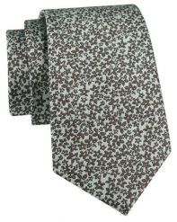 Krawat Męski - Beż w Drobne, Brązowe Kwiatki - Alties. Brązowe krawaty i muchy Alties, bez wzorów, z tkaniny. Za 55.00 zł.