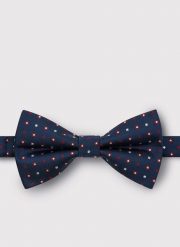 Granatowa mucha w mikrowzór P23SF-MX-002-G-0. Białe krawaty i muchy Pako Lorente, bez wzorów. Za 9.99 zł.