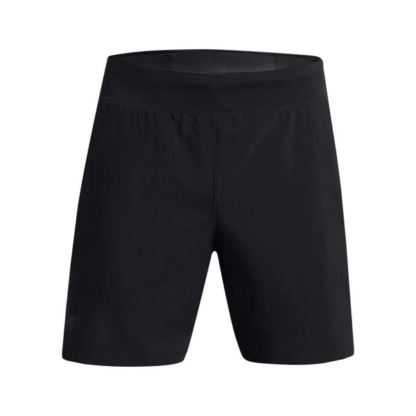 Szorty Under Armour Launch Elite 2in1. Czarne krótkie spodenki sportowe Under Armour, s, bez wzorów, z materiału. Za 255.55 zł.