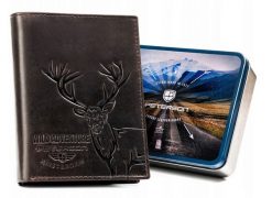 Portfel skórzany Peterson PTN N4-BE-DEER c. brązowy. Brązowe portfele Peterson, bez wzorów, ze skóry. Za 85.99 zł.
