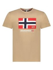 Geographical Norway Koszulka "J-Newflag" w kolorze beżowym rozmiar: XL. Brązowe bezrękawniki Geographical Norway, xl, bez wzorów, z bawełny, bez kołnierzyka, bez ramiączek. Za 60.99 zł.