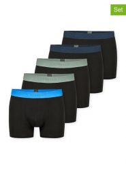 Schiesser Bokserki (5 par) w kolorze czarnym rozmiar: 4XL. Czarne bokserki Schiesser, xl, bez wzorów. Za 149.45 zł.