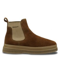 Sztyblety Gant. Brązowe botki sznurowane GANT, bez wzorów, bez obcasa, bez zapięcia. Za 679.99 zł.