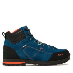 Trekkingi CMP. Niebieskie botki sznurowane CMP, bez wzorów, bez obcasa, bez zapięcia. Za 499.99 zł.