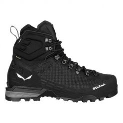 Buty trekkingowe męskie Salewa Ortles Edge Mid Gtx. Czarne buty trekkingowe Salewa, bez wzorów, z materiału, za kostkę, bez zapięcia, trekkingowe. Za 1,612.00 zł.