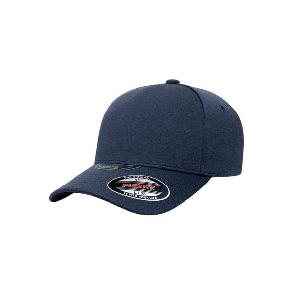 Czapka Flexfit Unipanel Melange. Niebieskie czapki z daszkiem FLEXFIT, bez wzorów, z elastanu. Za 105.90 zł.