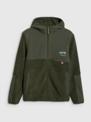 4F Polar sherpa regular z kapturem męski - khaki S. Brązowe bluzy z polaru 4F, m, bez wzorów, z materiału, z kapturem. Za 269.99 zł.