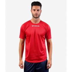 Koszulka piłkarska dla dorosłych Givova One. Czerwone t-shirty sportowe Givova, bez wzorów, bez ramiączek, do piłki nożnej. Za 35.00 zł.