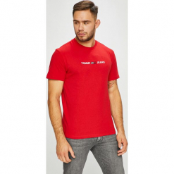 Tommy Jeans - T-shirt/polo DM0DM05125. Szare koszulki polo sportowe marki Tommy Jeans, z aplikacjami, z dzianiny, z okrągłym kołnierzem. Za 159.90 zł.