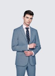 PAKO LORENTE – Niebieska męska marynarka garniturowa w kratkę. Niebieskie garnitury Pako Lorente, m, bez wzorów, z tkaniny. Za 649.99 zł.