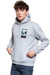 BLUZA LEE GRAPHIC RELAXED HOOD GREY MELE L82YTTMP 112122266. Szare bluzy Lee, l, bez wzorów, z kapturem. W wyprzedaży za 99.99 zł.