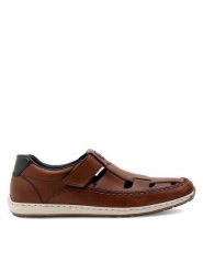 Rieker Półbuty 08838-24 Brązowy. Brązowe eleganckie półbuty Rieker, bez wzorów, ze skóry, bez obcasa, bez zapięcia. Za 419.99 zł.