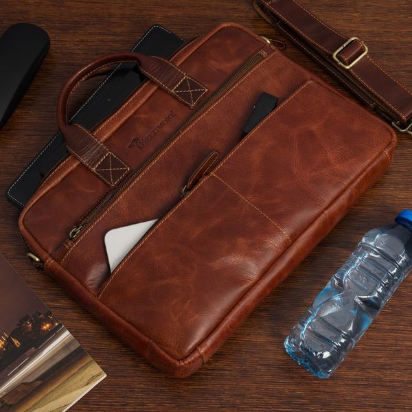 Torba męska skórzana na laptopa ramię komputer duża brązowa Beltimore N04. Brązowe torby na laptopa . Za 299.99 zł.