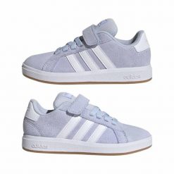 Buty ADIDAS GRAND COURT 00S EL Niebieski. Białe buty turystyczne Adidas, bez wzorów, z materiału, bez zapięcia, na fitness i siłownię. Za 225.95 zł.