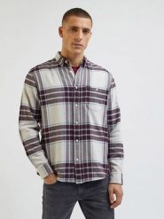 Lee Koszula - Regular fit - w kolorze szaro-bordowym rozmiar: L. Czerwone koszule Lee, l, bez wzorów, z bawełny, bez kołnierzyka, bez ramiączek. Za 144.95 zł.