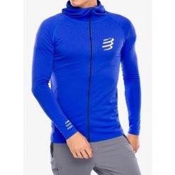 Bluza z kapturem męska Compressport 3D Thermo Seamless Hoodie Zip. Niebieskie bluzy z kapturem Compressport, m, bez wzorów, z kapturem. Za 555.99 zł.