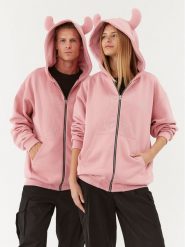2005 Bluza Unisex Studded Horned Lucy Zip Różowy Relaxed Fit. Czerwone bluzy 2005, m, bez wzorów, z bawełny, bez kaptura. Za 289.99 zł.