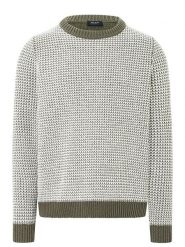 Maerz Muenchen Wełniany sweter w kolorze ciemnozielono-białym rozmiar: 58. Białe swetry nierozpinane Maerz Muenchen, bez wzorów, z wełny, bez kołnierzyka, bez ramiączek. Za 295.99 zł.