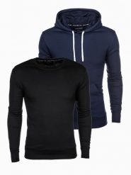 Zestaw bluz męskich BASIC - mix 2-pak V3 Z54 - XXL. Niebieskie bluzy Ombre Clothing, m, bez wzorów, z bawełny, bez kaptura. Za 95.99 zł.