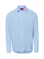 HUGO koszula lniana - Ermano Mężczyźni Regular Fit len (100%) niebieski, M. Niebieskie koszule Hugo, na lato, m, bez wzorów, ze lnu, bez kołnierzyka, bez ramiączek. Za 279.95 zł.
