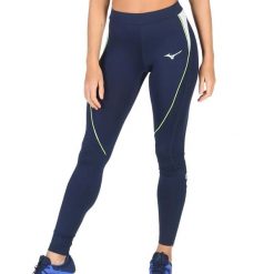 Legginsy premium Mizuno JPN. Niebieskie legginsy długie sportowe Mizuno, s, bez wzorów, z materiału, do biegania. Za 196.55 zł.