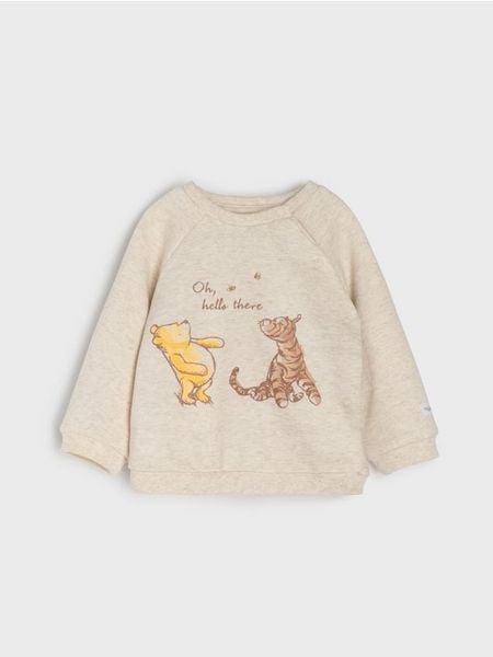 Bluza crewneck Winnie the Pooh - kremowy. Białe bluzy bez kaptura Sinsay, l, bez wzorów, bez kaptura. Za 17.99 zł.