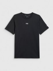 4F T-shirt regular z nadrukiem męski 4F x Robert Lewandowski - czarna XXL. Czarne t-shirty 4F, l, bez wzorów, z bawełny, bez kołnierzyka, bez ramiączek. Za 99.99 zł.