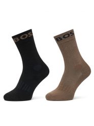 BOSS Zestaw 2 par wysokich skarpet męskich 2P Rs Sport CC 50469747 Czarny. Czarne skarpety Boss, bez wzorów, z bawełny. Za 69.99 zł.