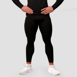 Legginsy męskie fitness kompresyjne czarne Mid. Czarne legginsy długie sportowe GYMBEAM, m, bez wzorów, z elastanu, do biegania. Za 114.90 zł.