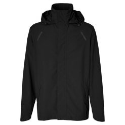 Kombinezon przeciwdeszczowy na rower Hoga, czarny. Czarne kurtki przeciwdeszczowe BASIL, bez wzorów, bez kaptura. Za 459.00 zł.