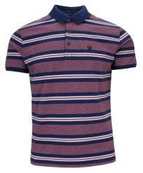 Koszulka POLO Czerwono-Granatowa w Paski, Prążki, Casualowa, Krótki Rękaw, Męska. Czerwone bluzki z długim rękawem MCL, m, bez wzorów, z bawełny, bez kołnierzyka, bez ramiączek. Za 145.00 zł.