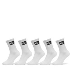 Zestaw 5 par wysokich skarpet unisex Quiksilver. Białe skarpety Quiksilver, bez wzorów. Za 69.99 zł.