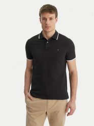Tommy Hilfiger Polo Pique MW0MW42748 Czarny Regular Fit. Czarne koszulki polo Tommy Hilfiger, m, bez wzorów, z bawełny, bez kołnierzyka, bez ramiączek. Za 369.99 zł.