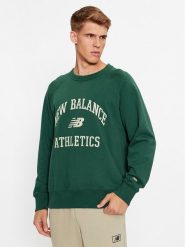 New Balance Bluza Athletics Varsity Fleece Crewneck MT33550 Zielony Regular Fit. Zielone bluzy New Balance, l, bez wzorów, z bawełny, bez kaptura. Za 279.99 zł.